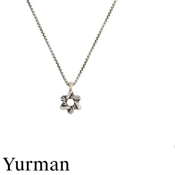 DAVID YURMAN TWO-TONE 14K YELLOW GOLD & STERLING STAR OF DAVID PENDANT NECKLACE - Picture 7 of 8